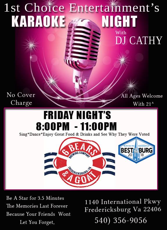 Karaoke Night at 6 Bears & A Goat Brewery with DJ Cathy