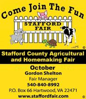 Stafford County Fair opens Thursday, October 17th thru Sunday, October 20th